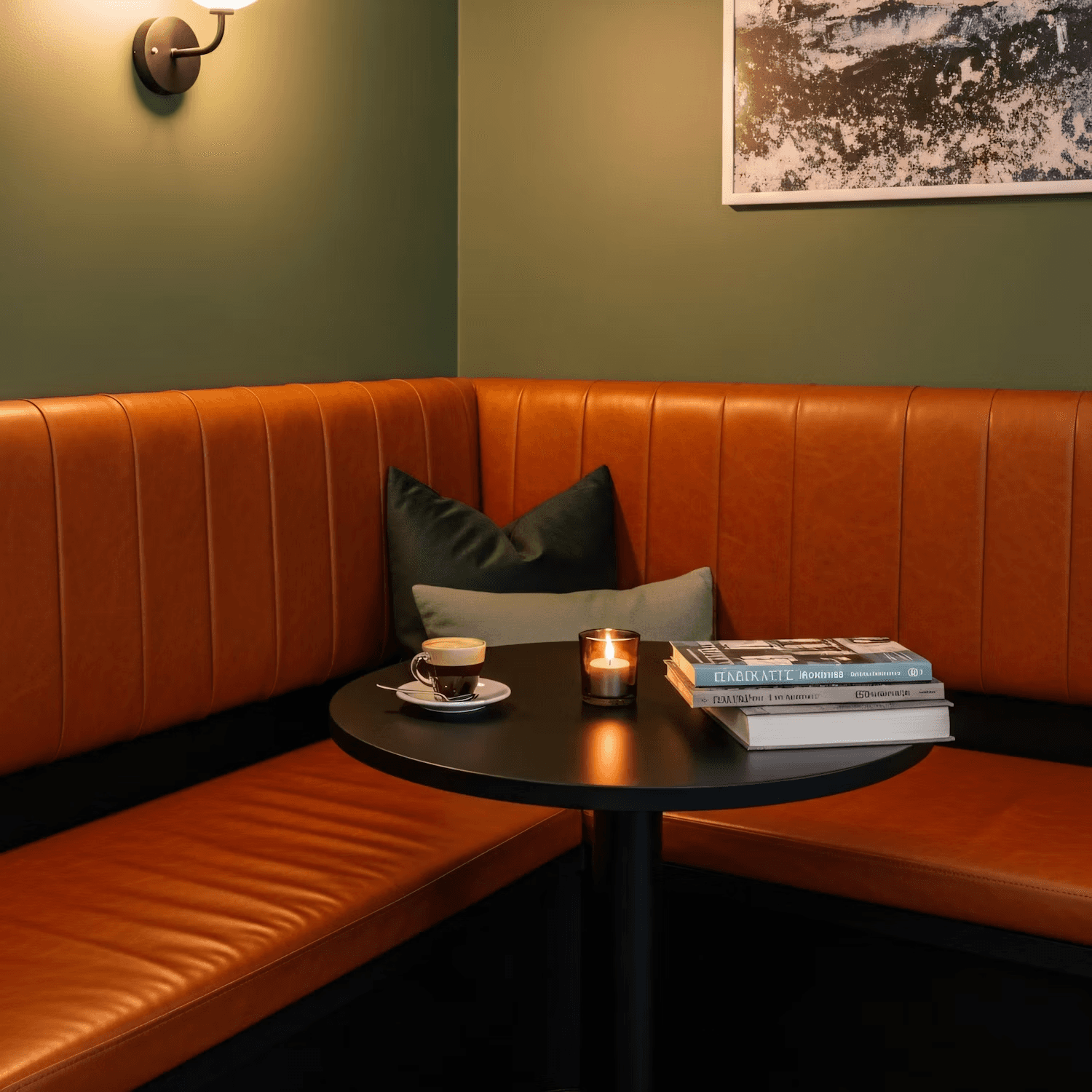 Cozy bakery bench